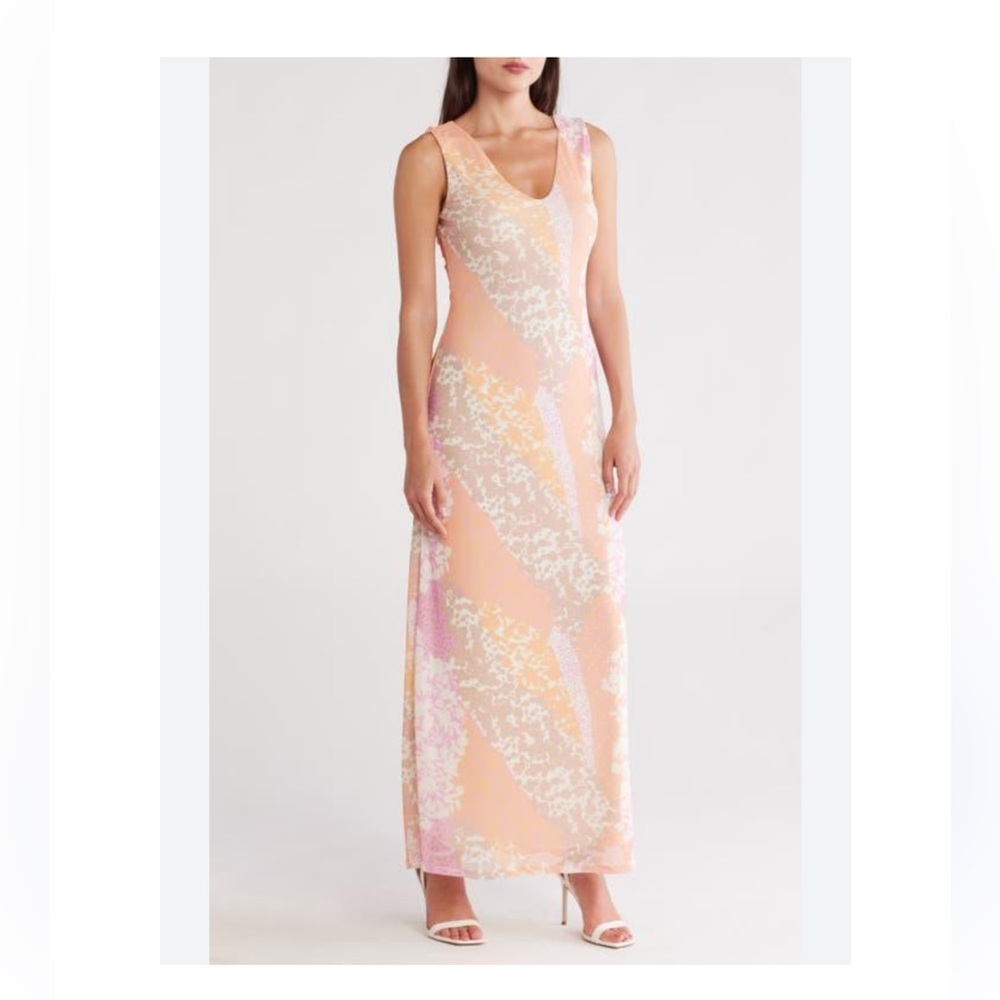NWT AFRM LOS ANGELES Women's Pink Earhart Sleeveless Mesh Maxi Dress M